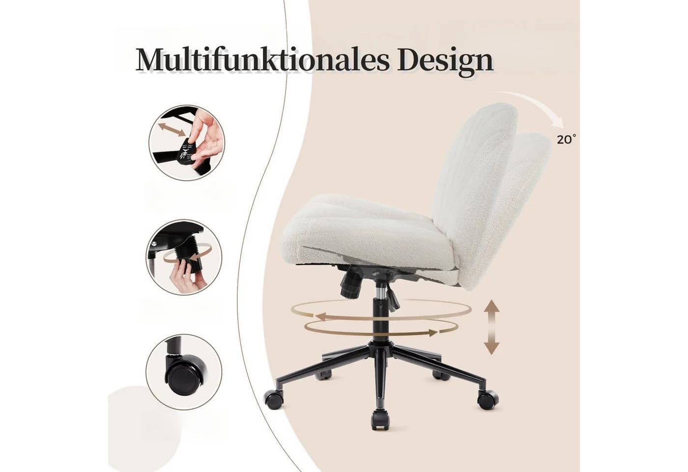 Intimate WM Heart Bürostuhl ohne Armlehne Weiß Ergonomisch - Bild 4