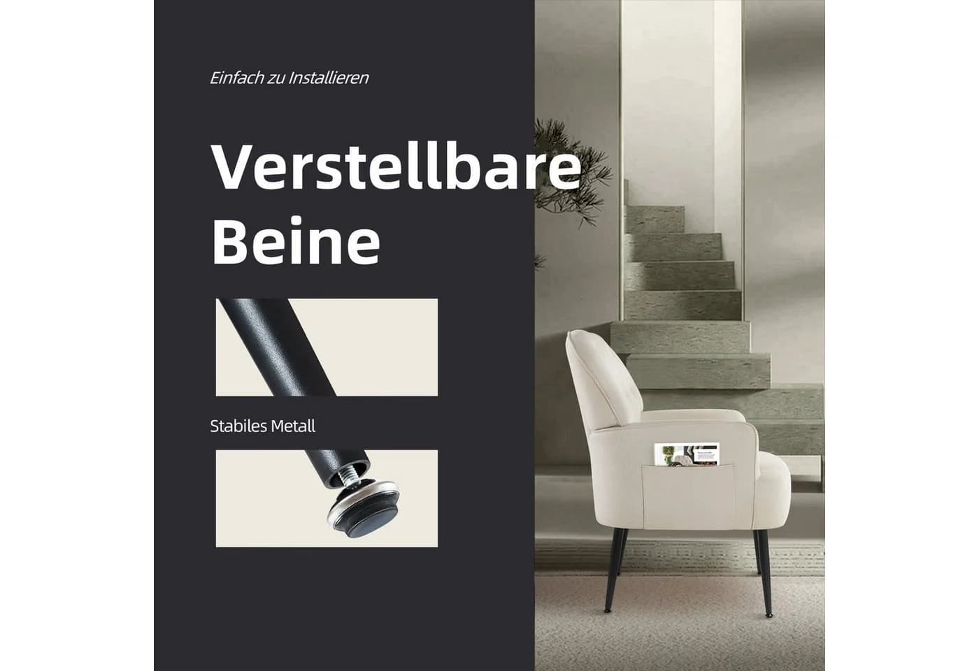 Intimate WM Heart Retro Fernsehsessel Leinen Beige