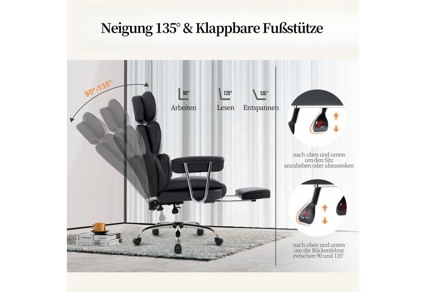 Intimate WM Heart Chefsessel Ergonomischer Bürostuhl Schwarz PU-Leder - Bild 5