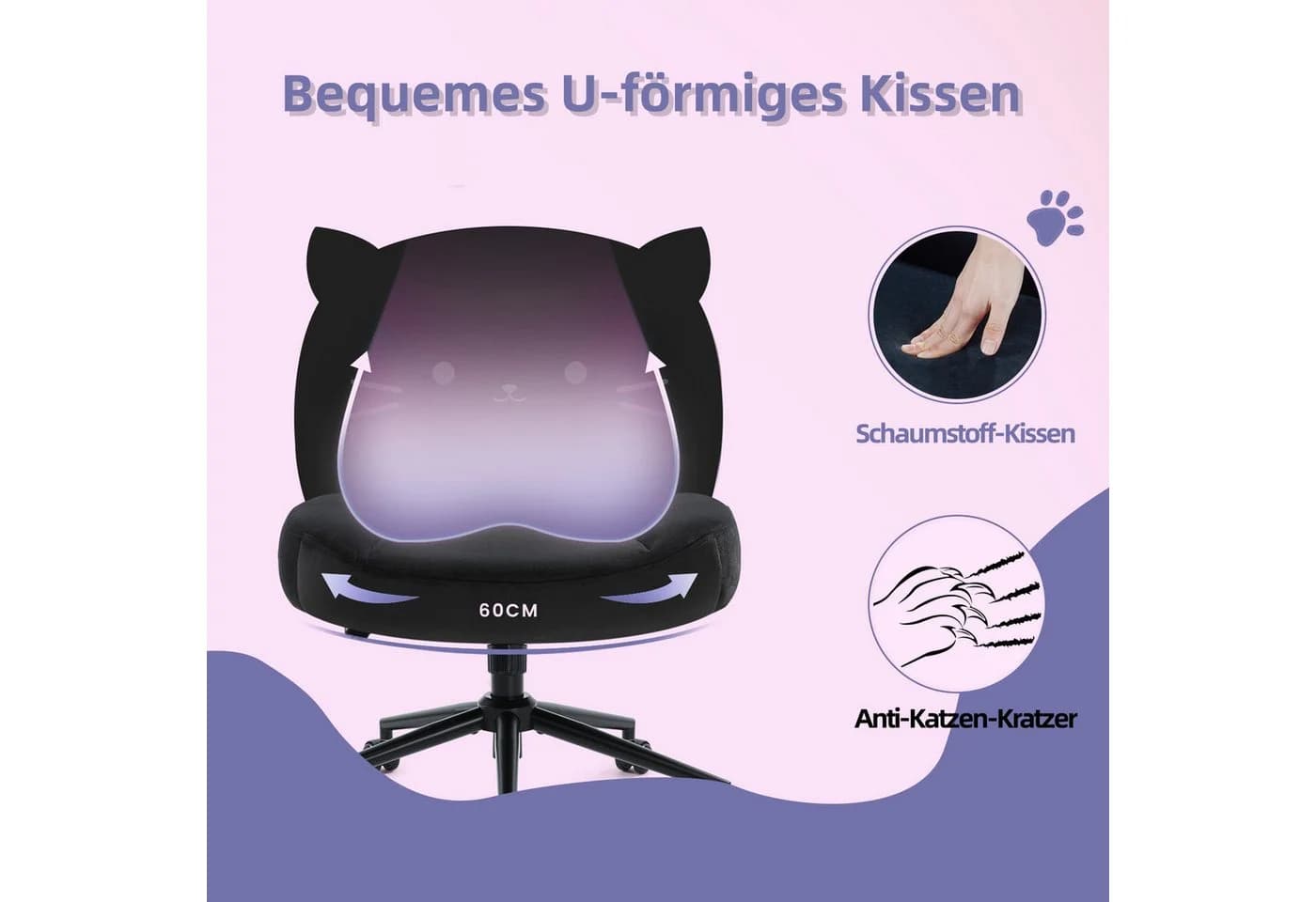 Intimate WM Heart Ergonomischer Bürostuhl ohne Armlehne Höhenverstellbar - Bild 4