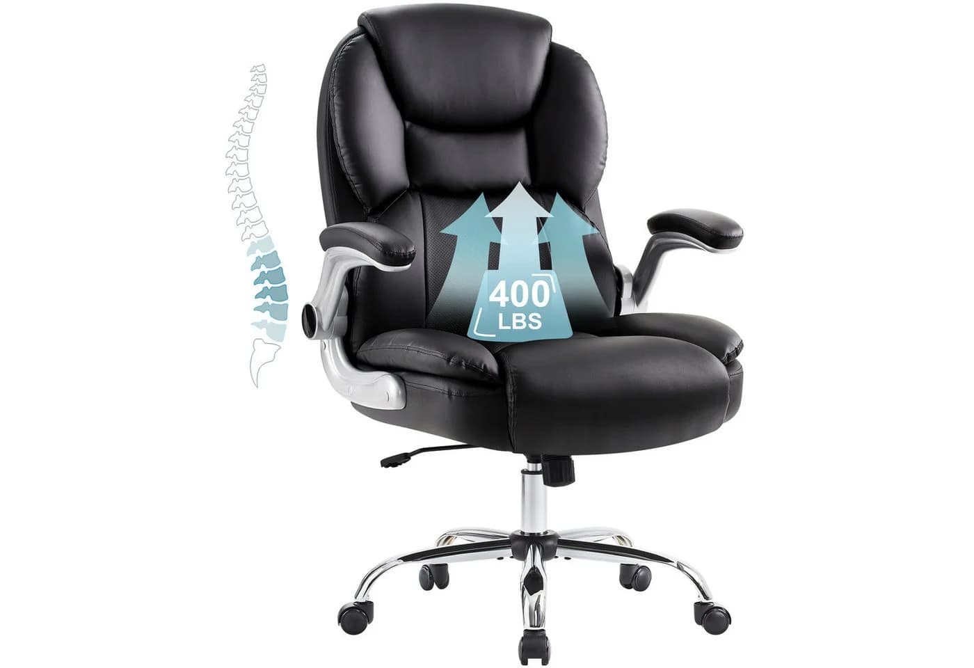 IWMH Chefsessel Ergonomischer Bürostuhl Schwarz PU-Leder Höhenverstellbar - Bild 2