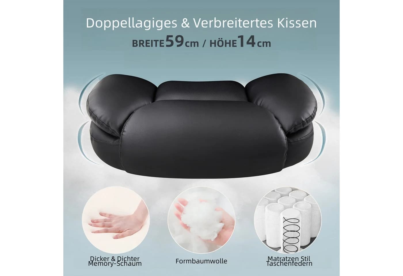 IWMH Chefsessel Ergonomischer Bürostuhl Schwarz PU-Leder Höhenverstellbar - Bild 4