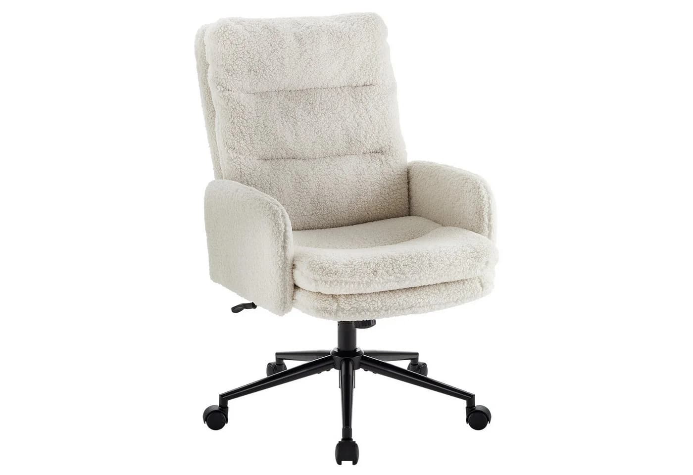 IWMH Bürostuhl Ergonomisch Weiß Kunstpelz Höhenverstellbar - Bild 2