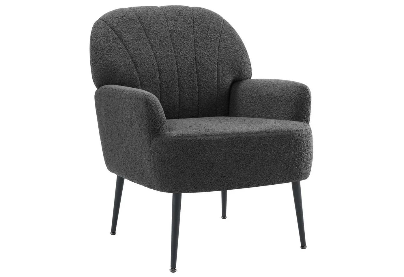 Intimate WM Heart Sessel Einzelsessel Retro Fernsehsessel mit Metallbeinen Teddystoff Loungesessel - Bild 2