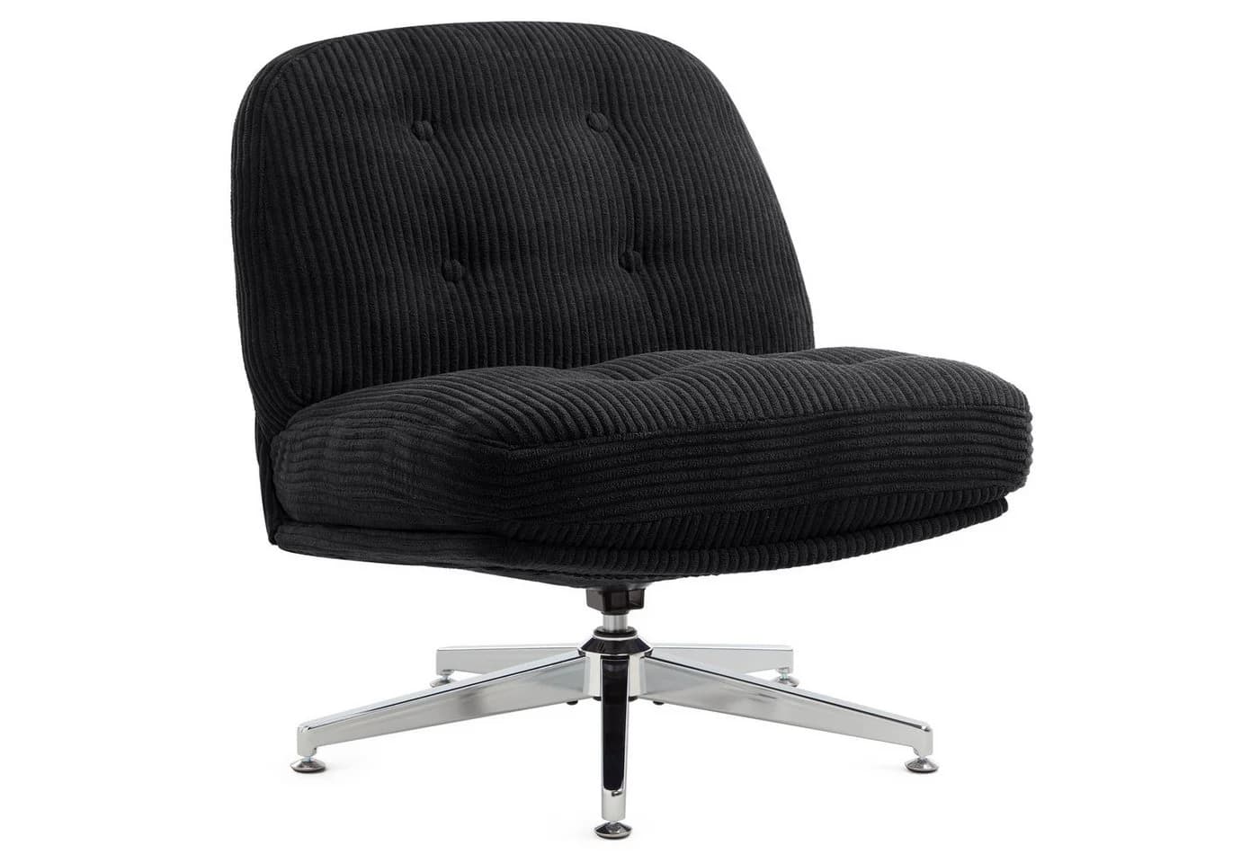 IWMH Bürostuhl Schwarz Cordstoff 15cm Sitzkissen Ohne Rollen - Bild 2