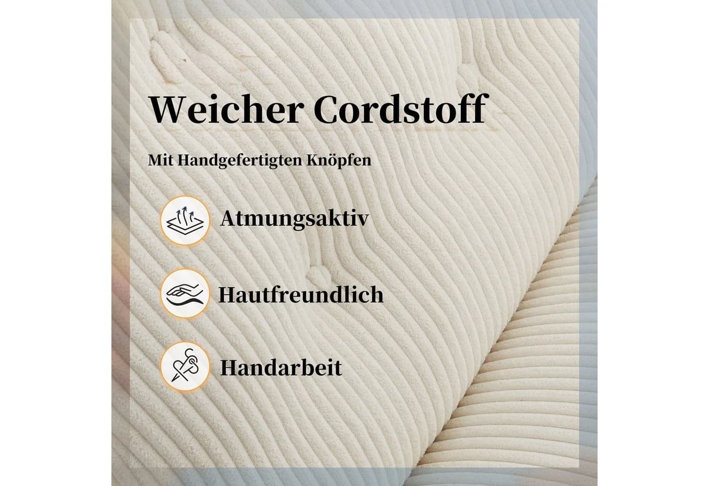 IWMH Chefsessel Dick Cordstoff Weiß Höhenverstellbar mit Rollen - Bild 4