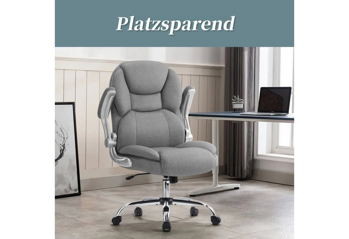 IWMH Chefsessel Grau Ergonomischer Bürostuhl mit klappbaren Armlehnen - Bild 5