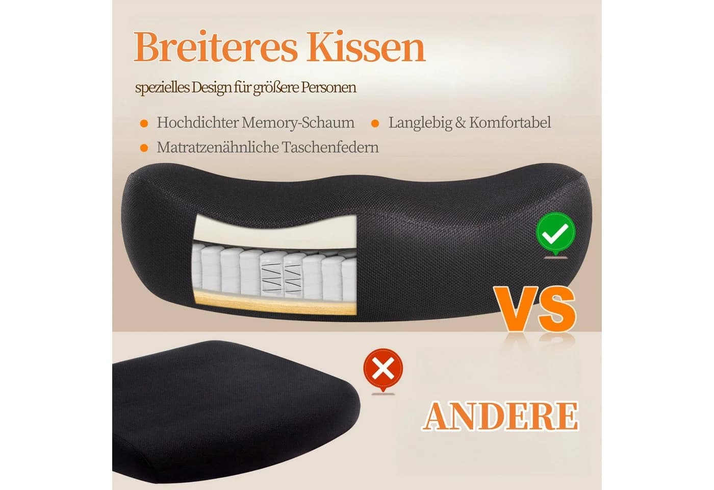 IWMH Bürostuhl Schwarz mit verstellbarer Lendenstütze und Armlehne - Bild 5