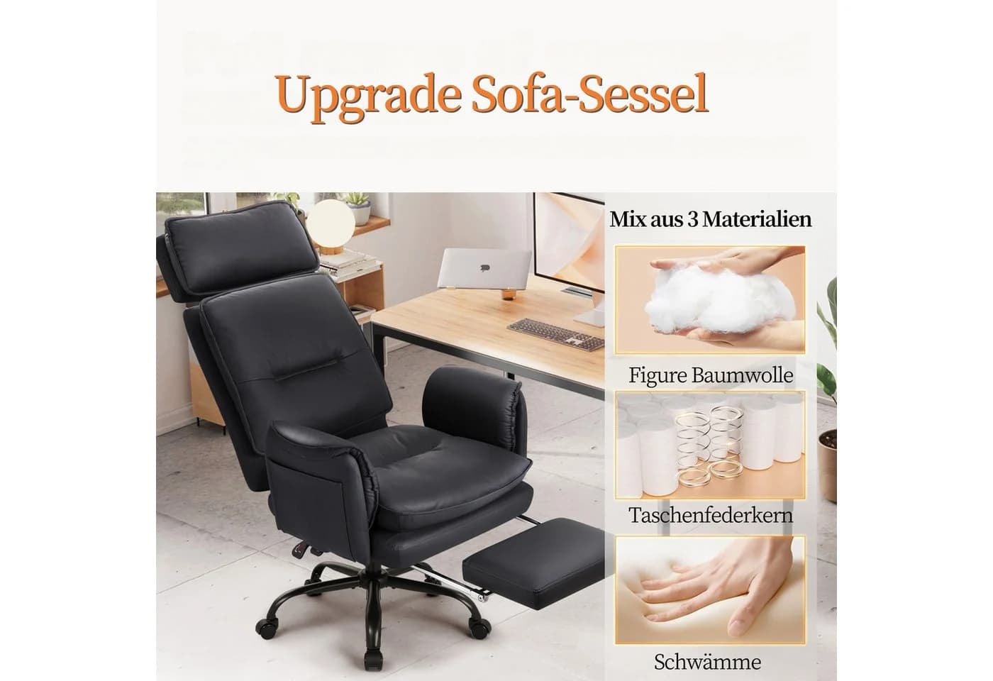IWMH Bürostuhl Ergonomisch PU-Leder Chefsessel - Bild 3