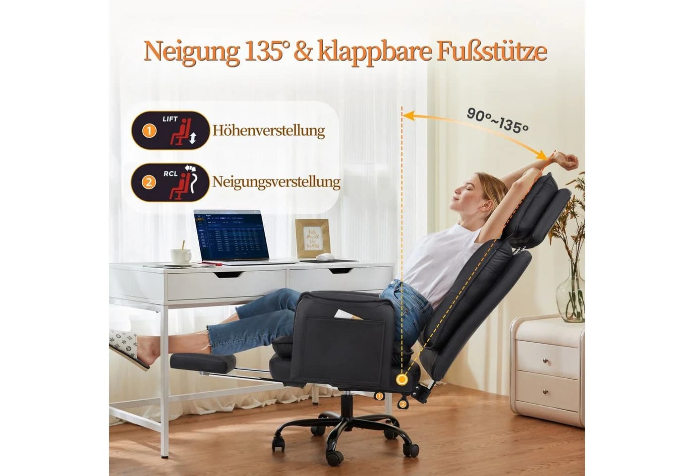 IWMH Bürostuhl Ergonomisch PU-Leder Chefsessel - Bild 4