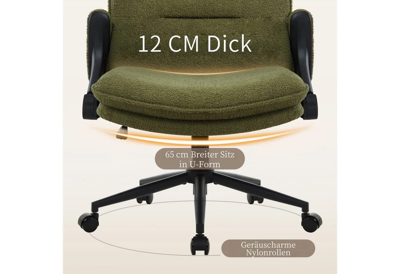 IWMH Bürostuhl mit klappbaren Armlehnen, höhenverstellbar, grün - Bild 5