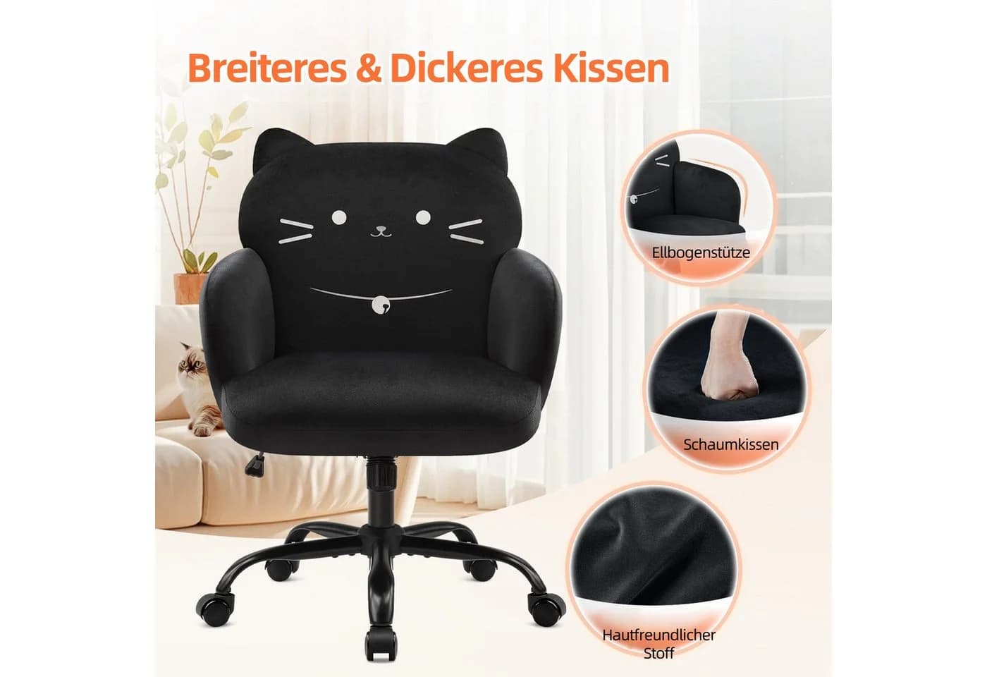 IWMH Drehstuhl Schreibtischstuhl mit Armlehnen, Höhenverstellbar Bürostuhl, Homeoffice Stuhl