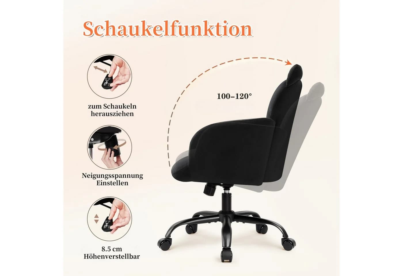 IWMH Drehstuhl Schreibtischstuhl mit Armlehnen, Höhenverstellbar Bürostuhl, Homeoffice Stuhl - Bild 3