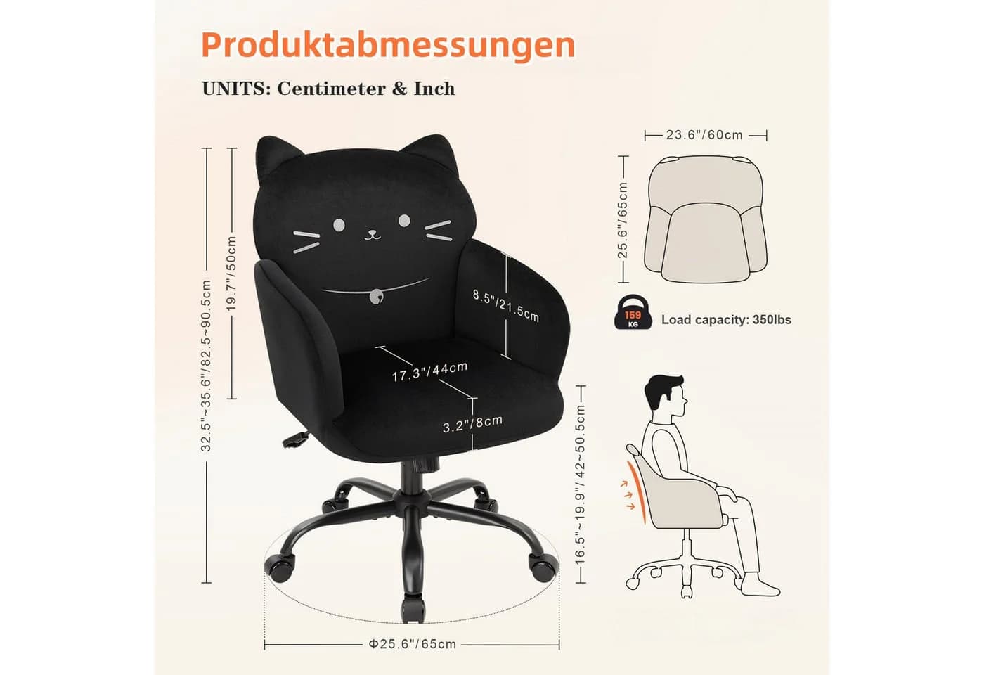 IWMH Drehstuhl Schreibtischstuhl mit Armlehnen, Höhenverstellbar Bürostuhl, Homeoffice Stuhl - Bild 5