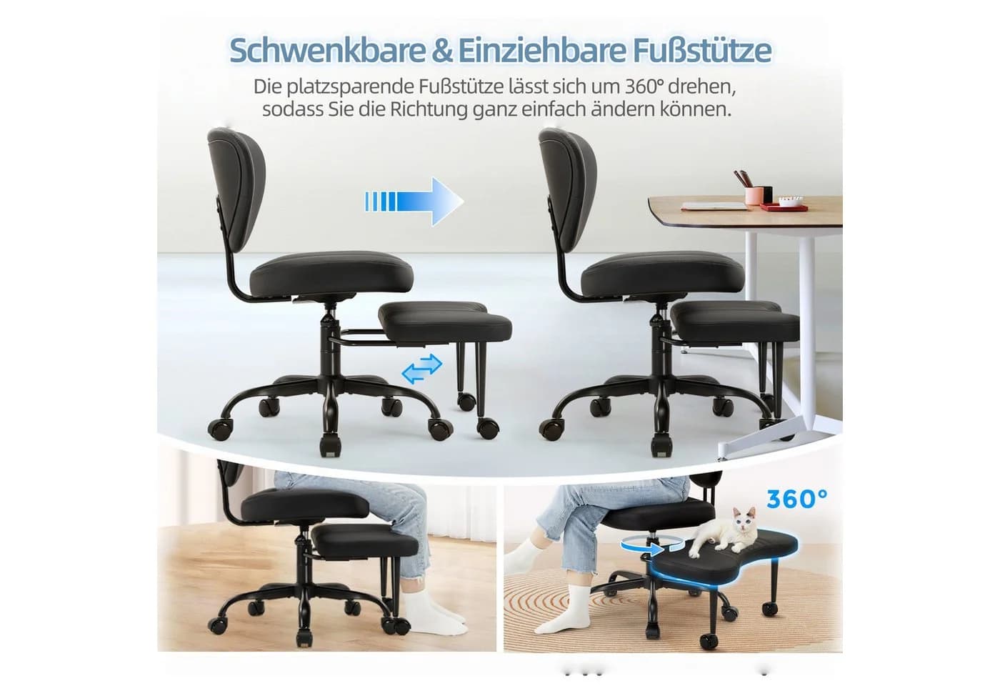 IWMH Bürostuhl mit Fußstütze, Ergonomisch, Höhenverstellbar - Bild 5