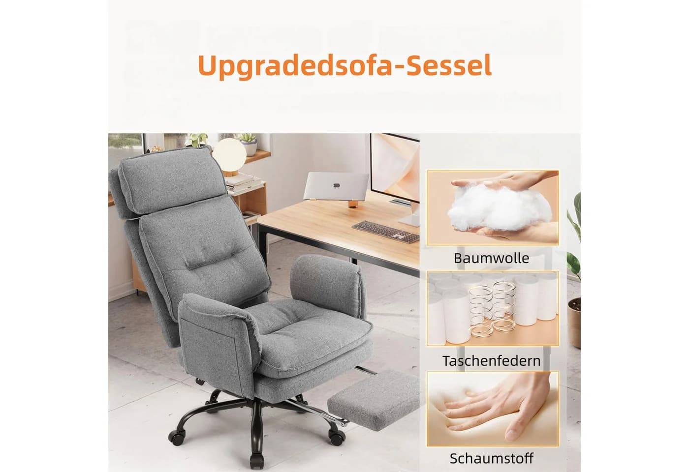 IWMH Bürostuhl Ergonomisch PU-Leder Chefsessel - Bild 3