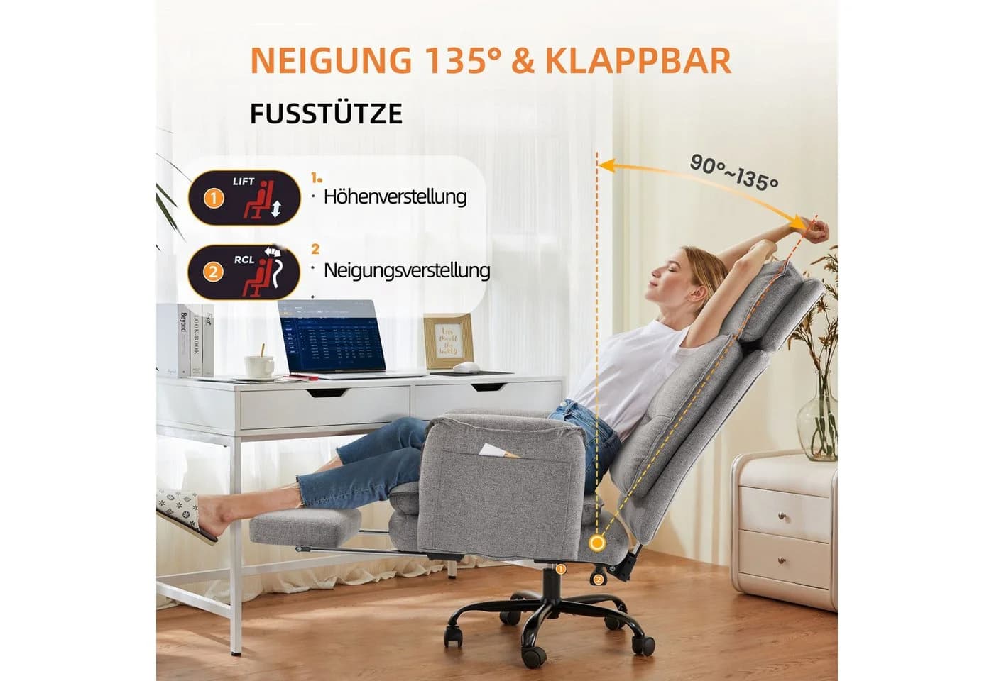 IWMH Bürostuhl Ergonomisch PU-Leder Chefsessel - Bild 4
