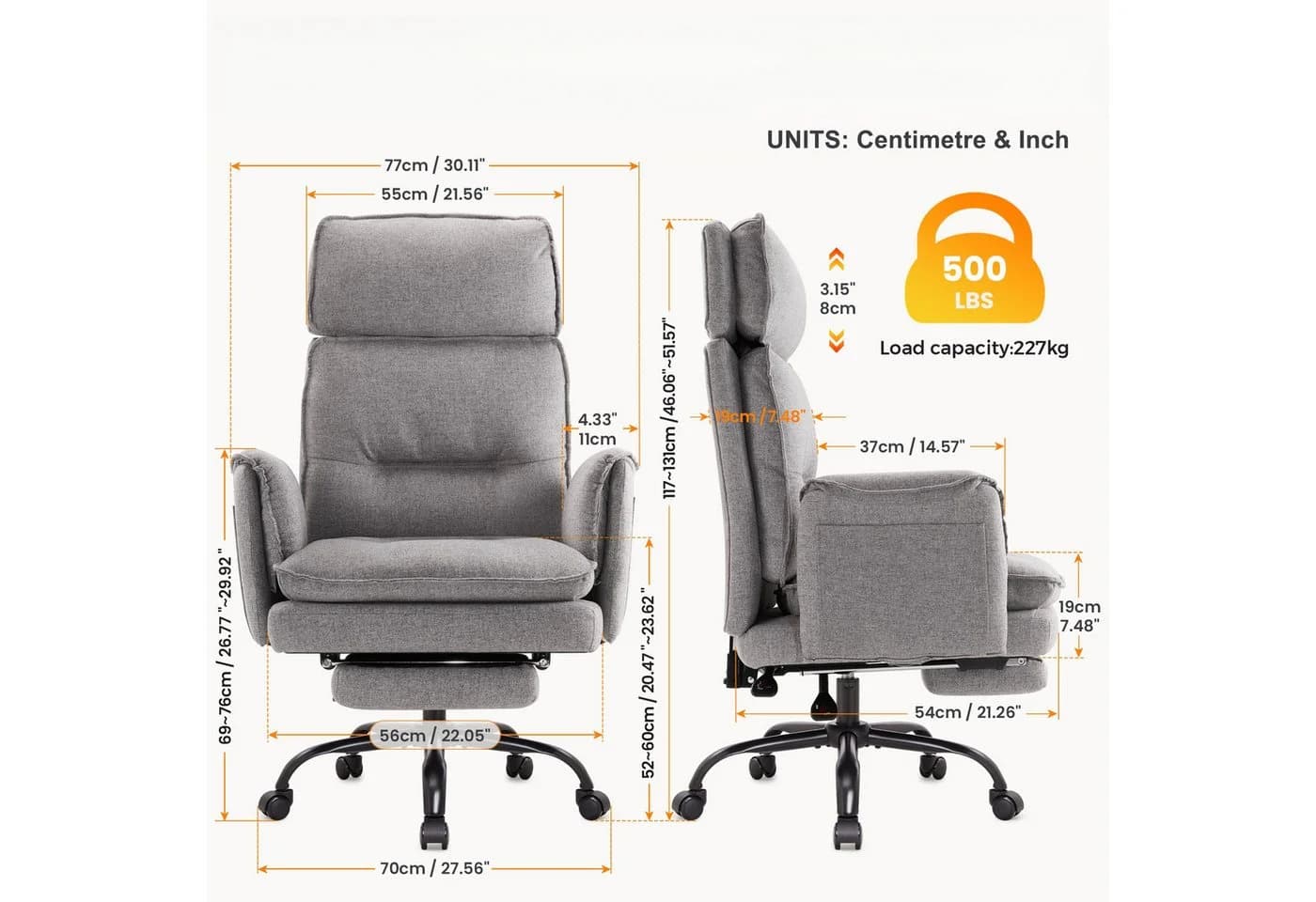 IWMH Bürostuhl Ergonomisch PU-Leder Chefsessel - Bild 5
