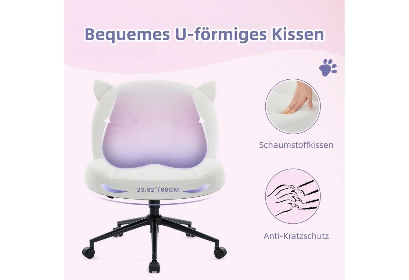 Intimate WM Heart Bürostuhl Weiß Ergonomisch Höhenverstellbar
