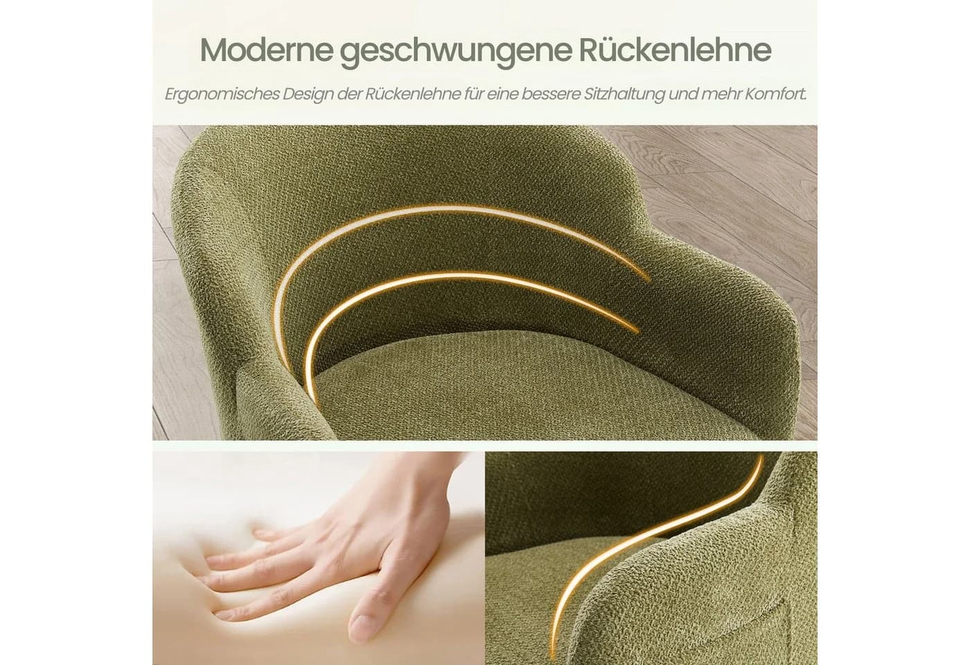 IWMH Bürostuhl Grün Höhenverstellbar mit Armlehnen Drehstuhl - Bild 3