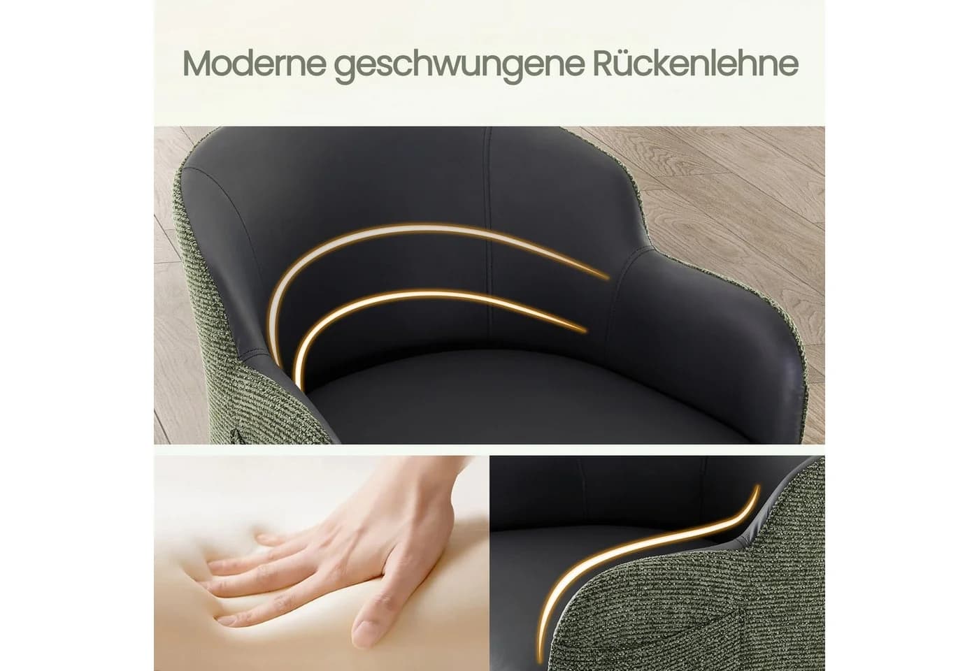 IWMH Bürostuhl Schwarz Höhenverstellbar mit Armlehnen Drehstuhl - Bild 5