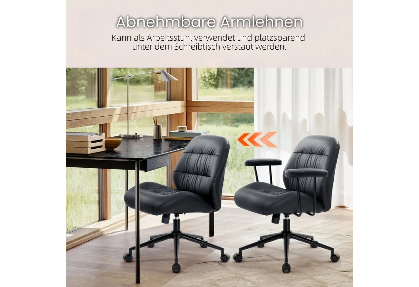 IWMH Bürostuhl Drehstuhl Schwarz Ergonomisch mit abnehmbaren Armlehnen - Bild 5