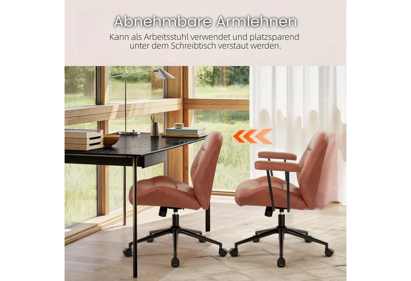 IWMH Bürostuhl Drehstuhl mit abnehmbarer Armlehne Braun - Bild 5