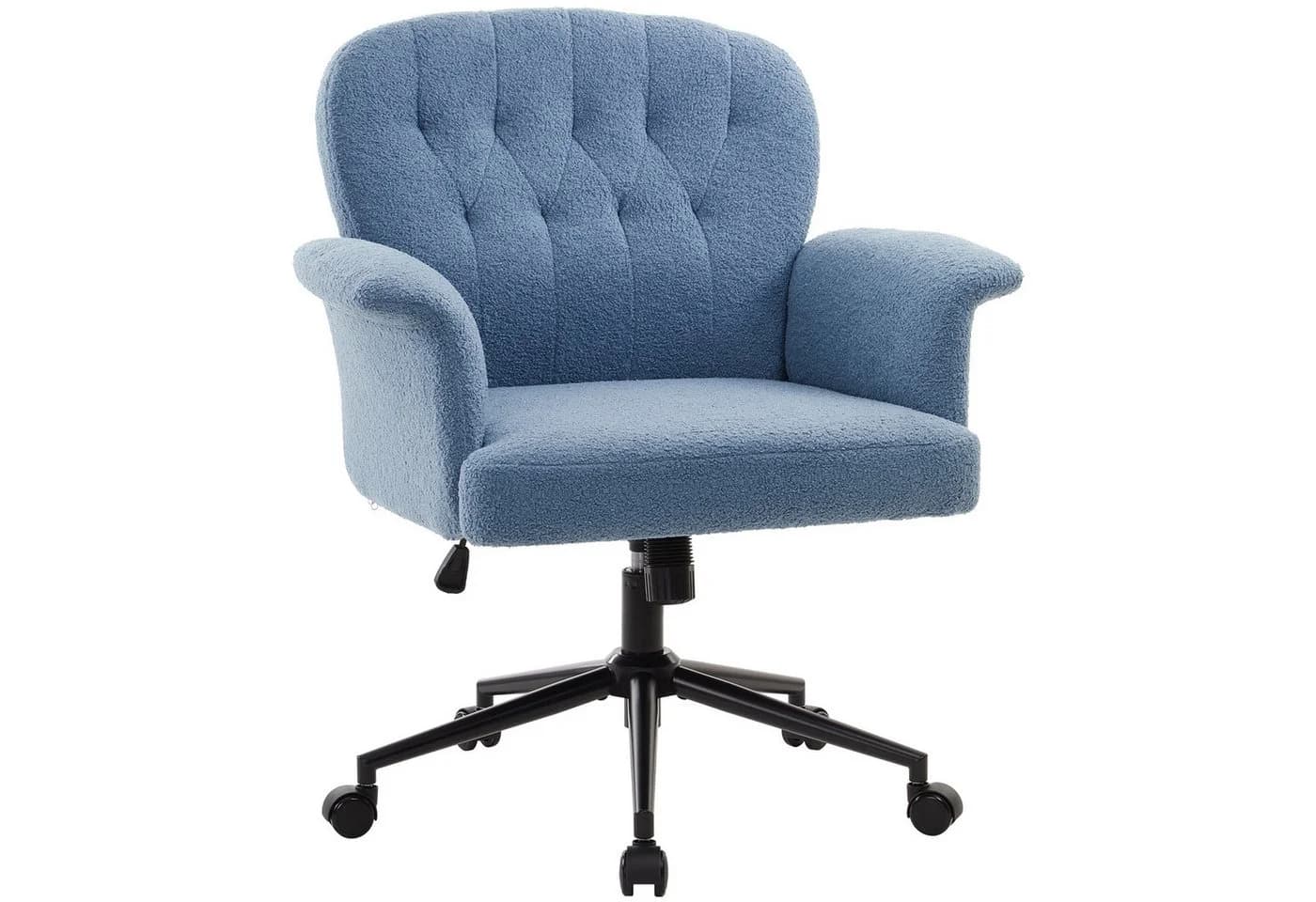 IWMH Bürostuhl Höhenverstellbar Blau Teddystoff - Bild 2