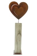 Dekoleidenschaft Dekosäule "Rostherz" Holz Blockform 72 cm Metallherz Eingangsdeko Bild 1