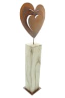Dekoleidenschaft Dekosäule "Rostherz" Holz Blockform 72 cm Metallherz Eingangsdeko Bild 4