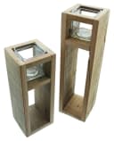 Dekoleidenschaft Bodenwindlicht Wood 2er-Set Rustikal Holz Glas Bild 2