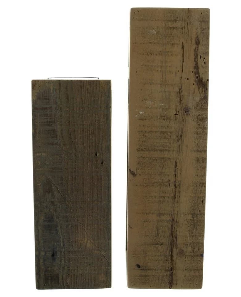 Dekoleidenschaft Bodenwindlicht Wood 2er-Set Rustikal Holz Glas - Bild 4