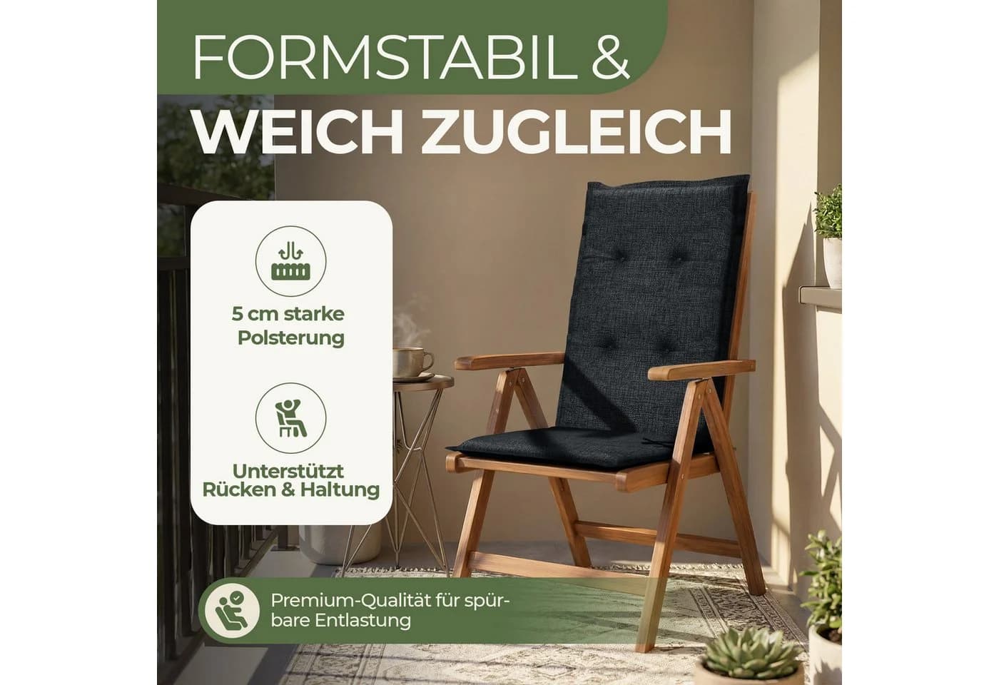 Petsation Hochlehnerauflage Florence Anthrazit mit Schaumstoffpolster - Bild 4
