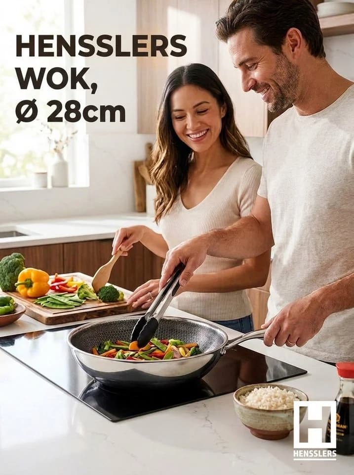 Wok HENSSLERS 28cm Silber - Antihaft, Induktion, 3-Schicht - Bild 3