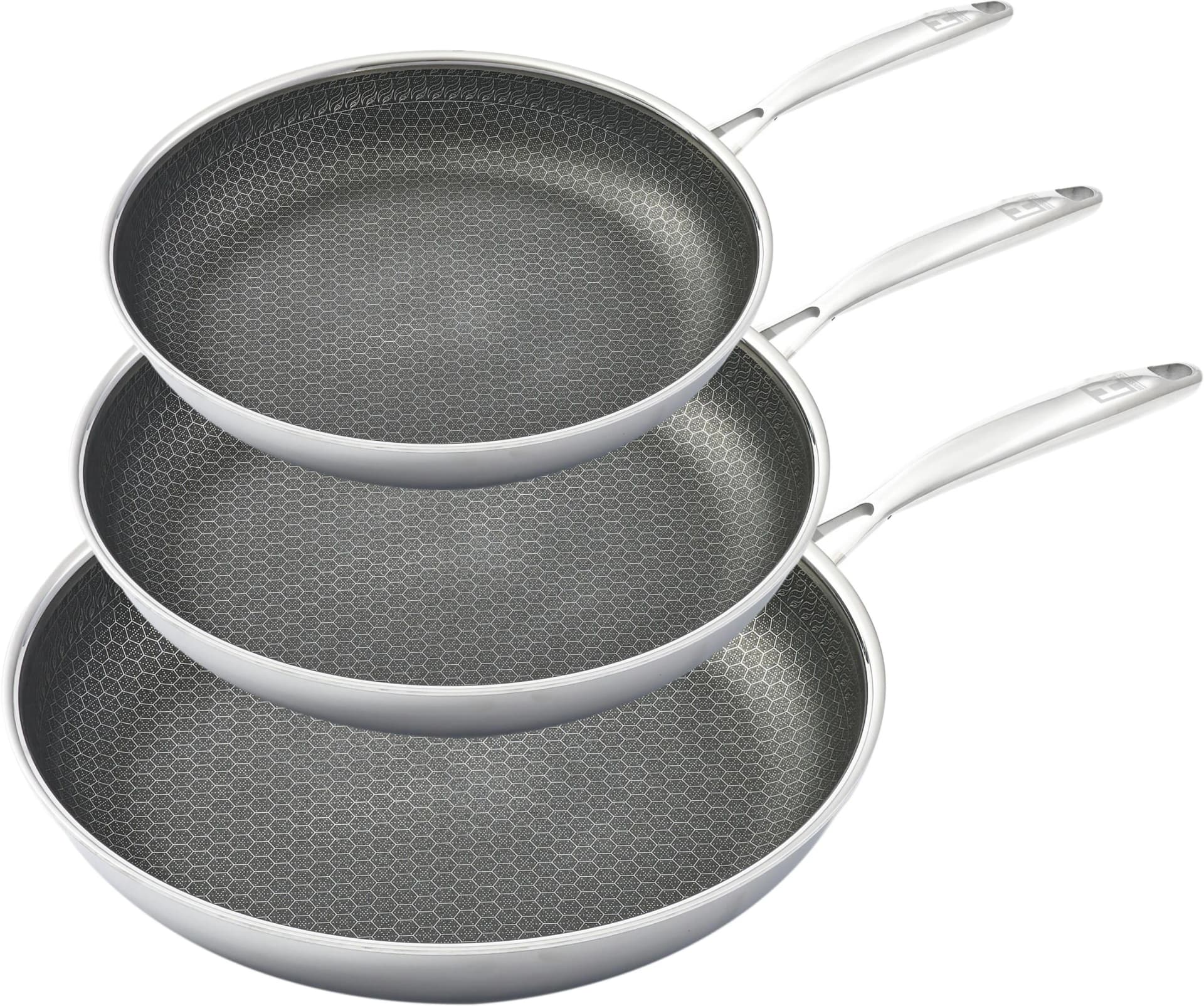Hensslers Pfannen-Set Silber 3-Schicht Material Wabenstruktur