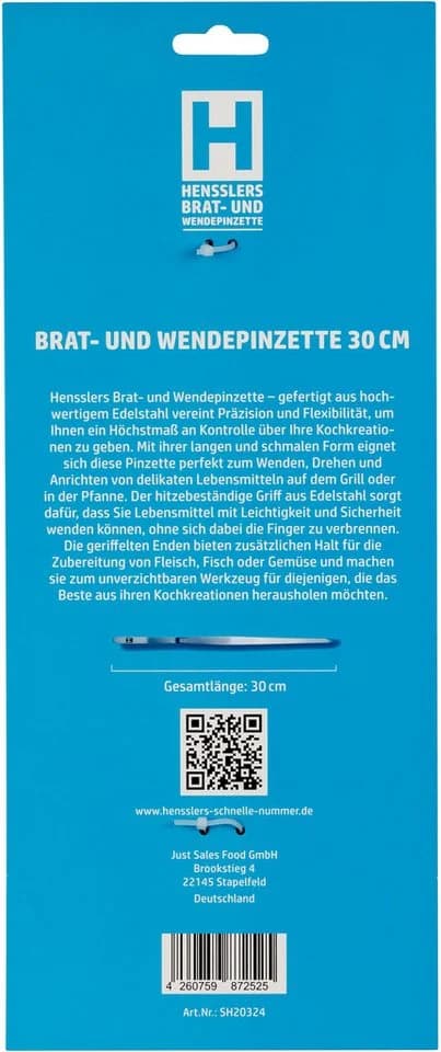 HENSSLERS Brat- und Wendepinzette - Edelstahl Kochpinzette silber - Bild 4