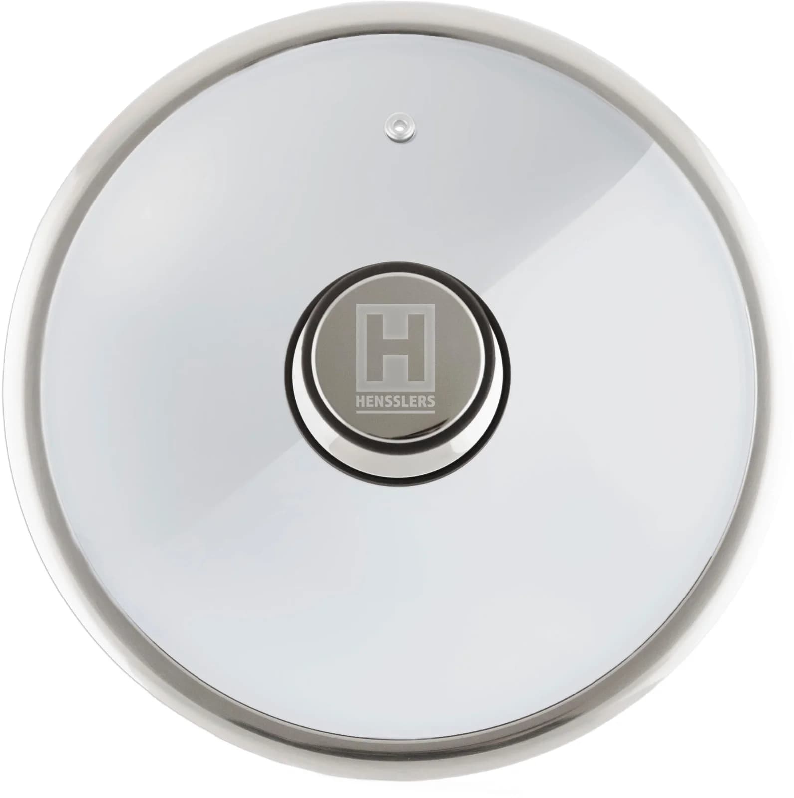 Hensslers Pfannendeckel Silber Glas