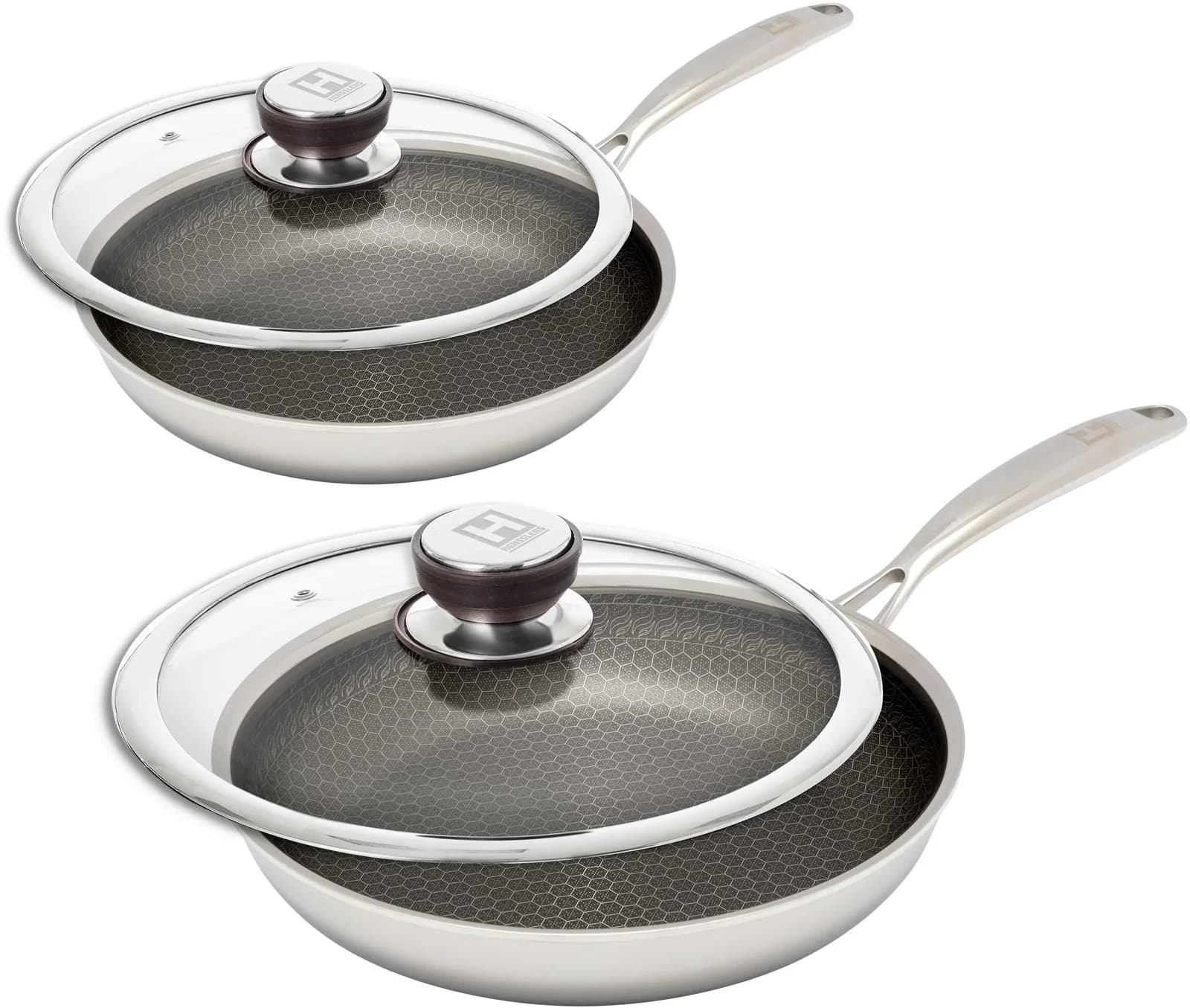Hensslers Bratpfannen-Set 24 und 28 cm inkl. Deckel Silber