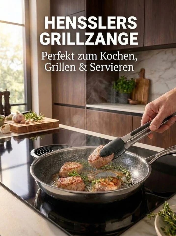HENSSLERS Premium Wok 28 cm Edelstahl mit Grillzange - Bild 4
