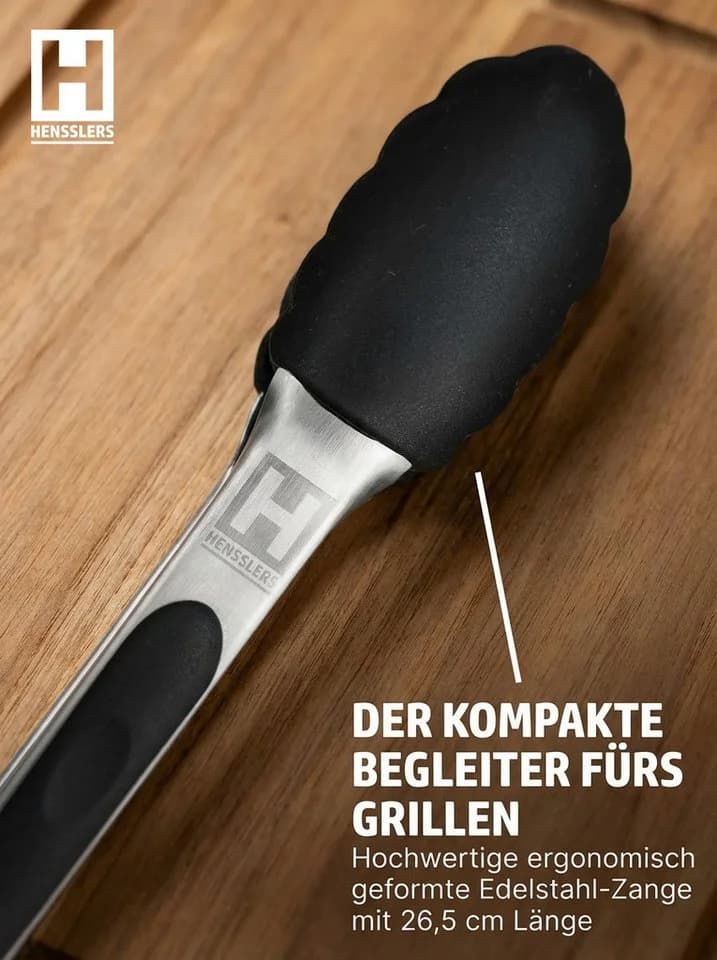 HENSSLERS Schmorpfanne Premium 26 cm Edelstahl mit Grillzange - Bild 5