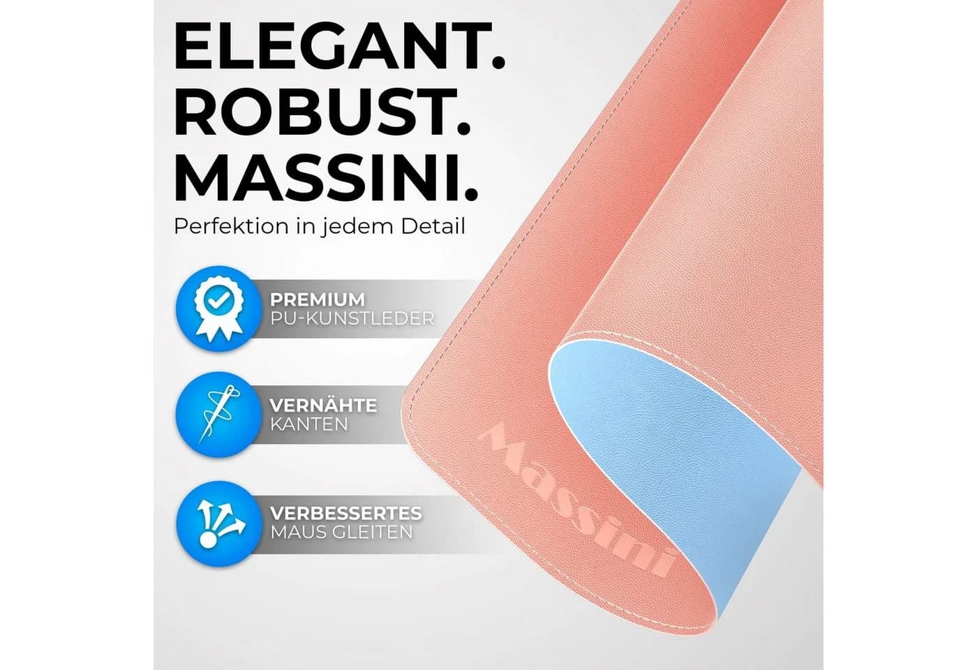 Massini Mauspad XXL Blau/Rosa Kunstleder Lederoptik