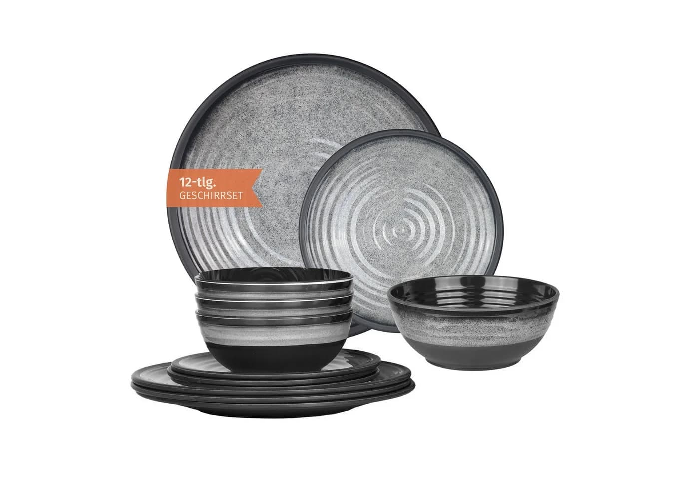 Moritz Geschirr-Set Camping Stone Grey 12-teilig Melamin - Bild 2