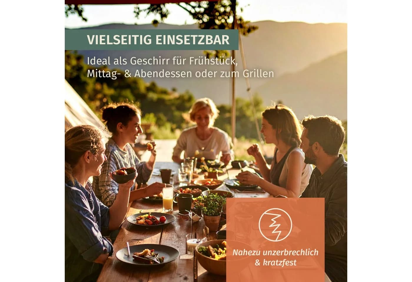 Moritz Geschirr-Set Camping Stone Grey 12-teilig Melamin - Bild 5