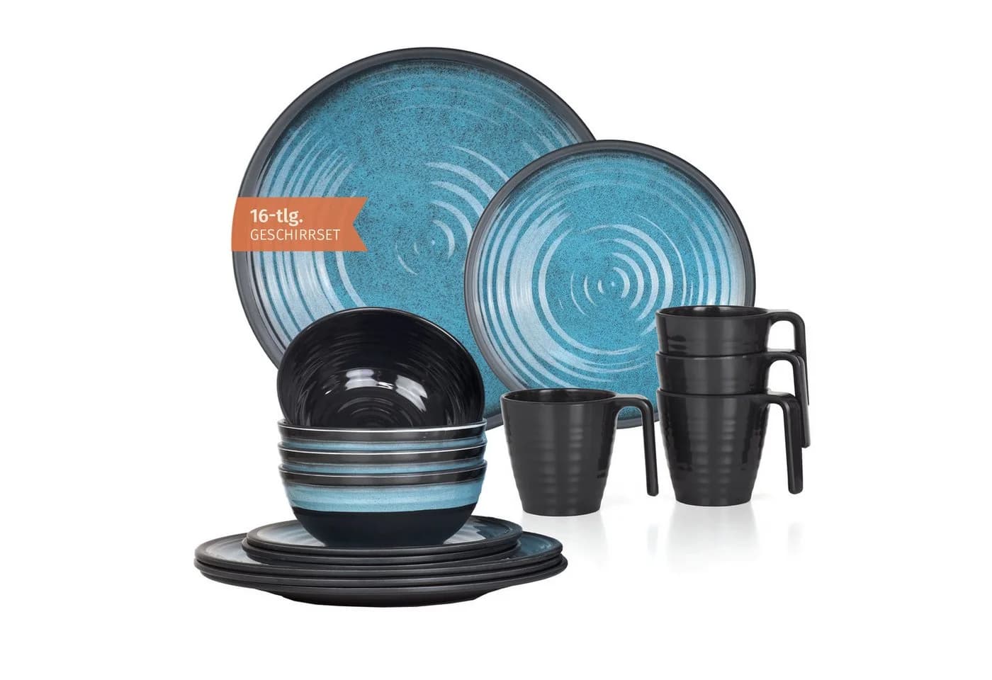 Moritz Geschirr-Set Camping Stone Blue 16-tlg. Melamin & Polycarbonat - Bild 2