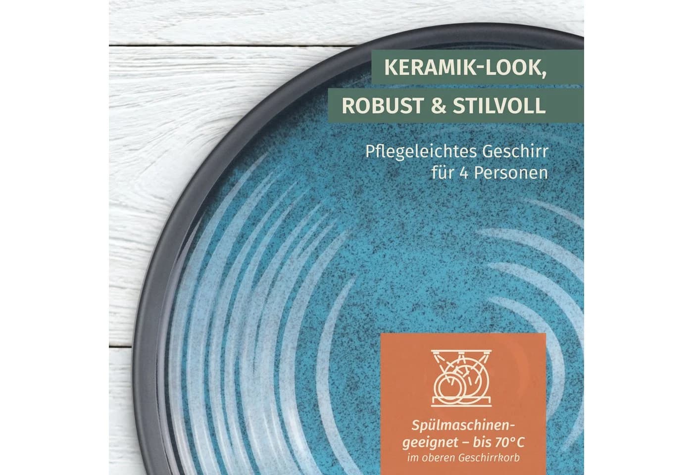 Moritz Geschirr-Set Camping Stone Blue 16-tlg. Melamin & Polycarbonat - Bild 4