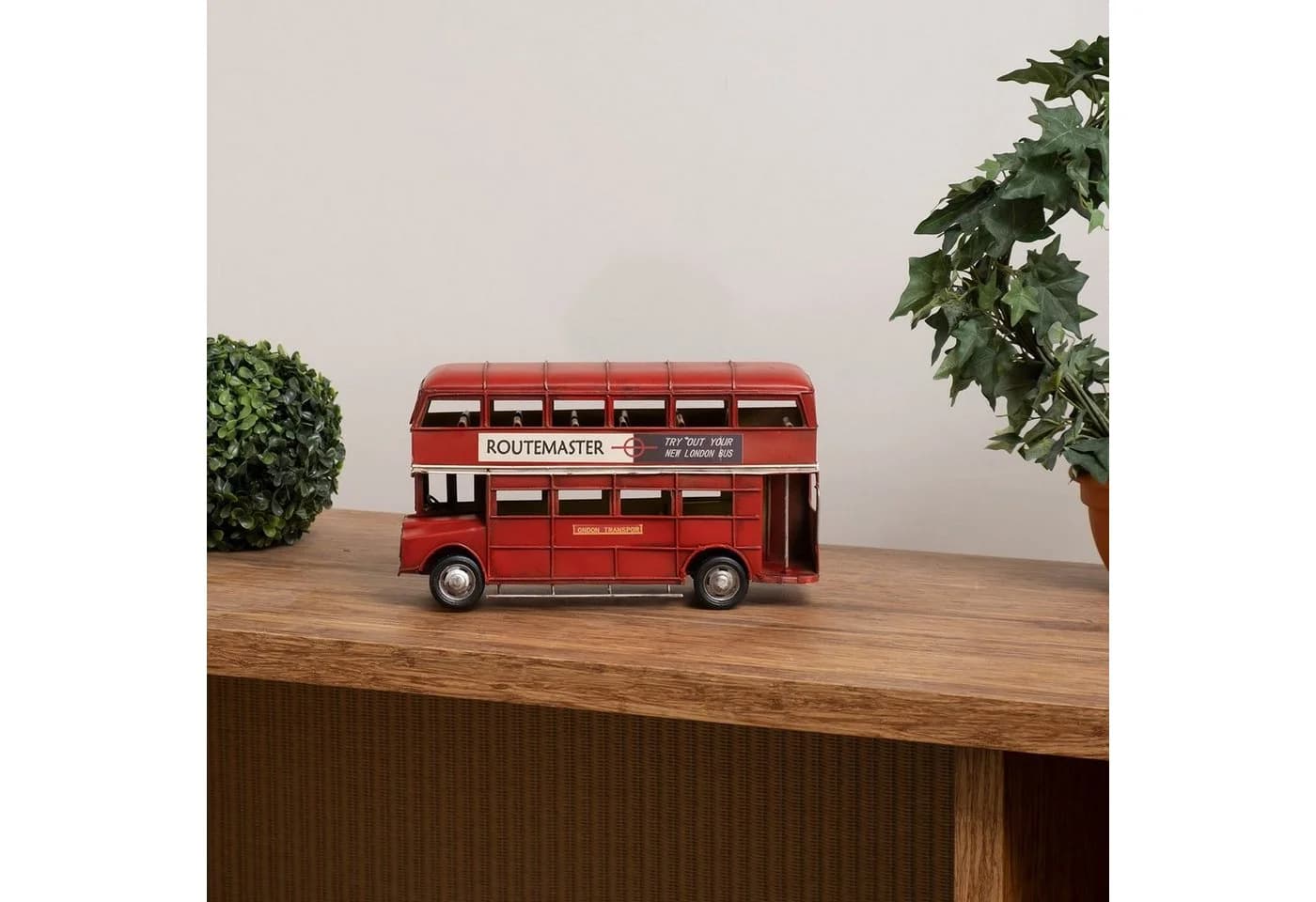 Moritz Dekofigur Doppeldecker Bus England rot Blech