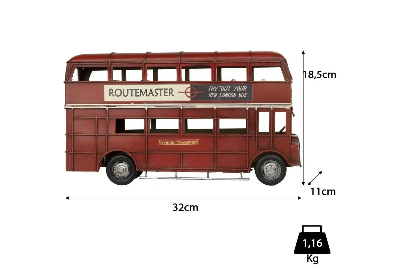 Moritz Dekofigur Doppeldecker Bus England rot Blech - Bild 3