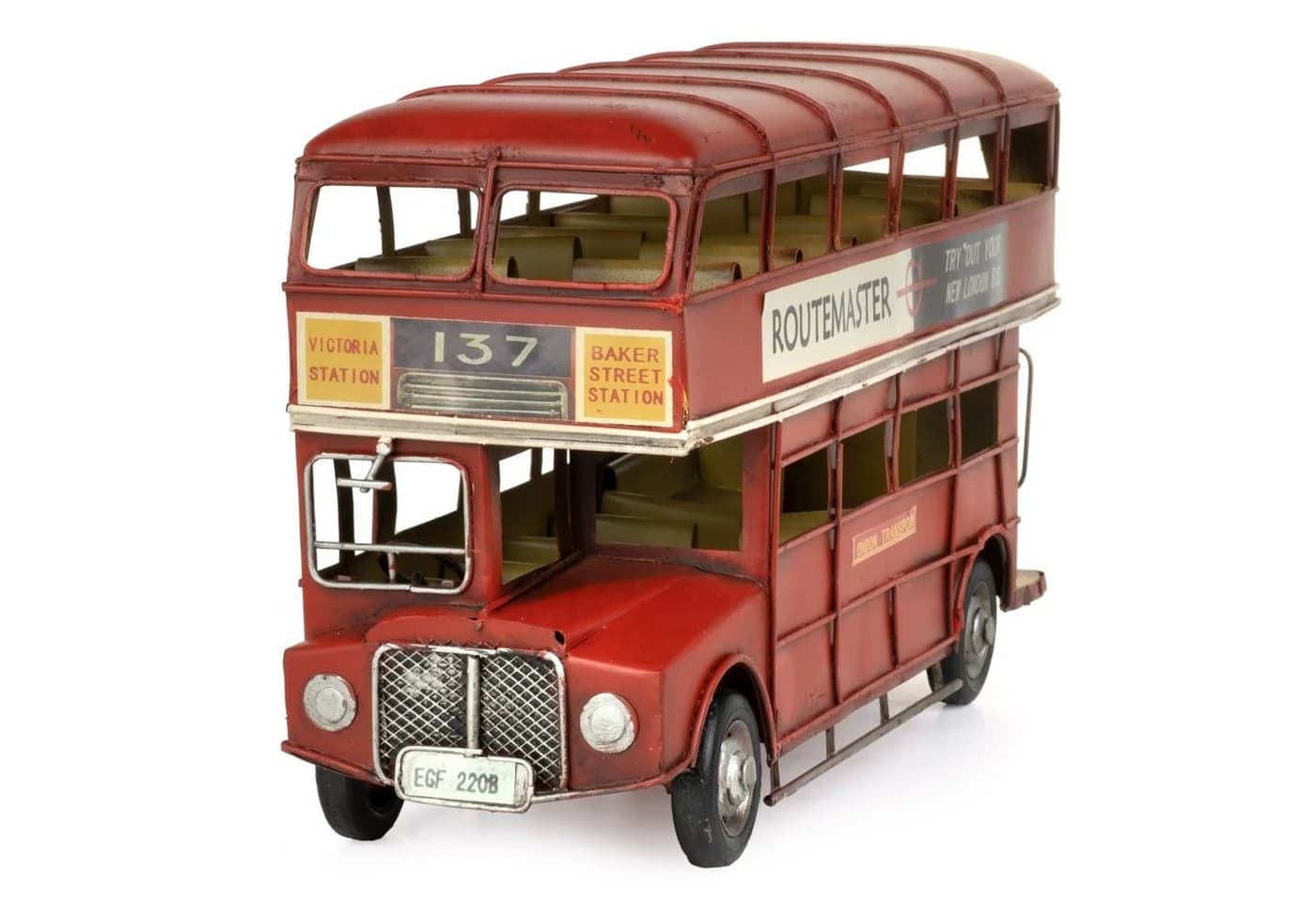 Moritz Dekofigur Doppeldecker Bus England rot Blech - Bild 4