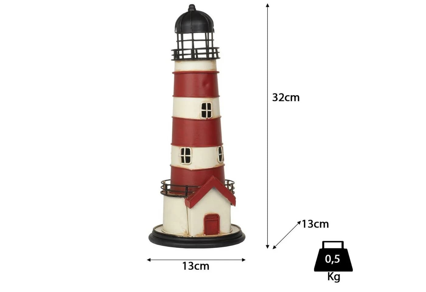 Moritz Spardose Blech Leuchtturm Rot Weiß Retro - Bild 3