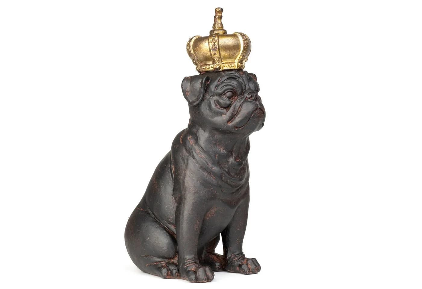 Moritz Dekofigur Mops-Hund mit Krone aus Polyresin Modern - Bild 2